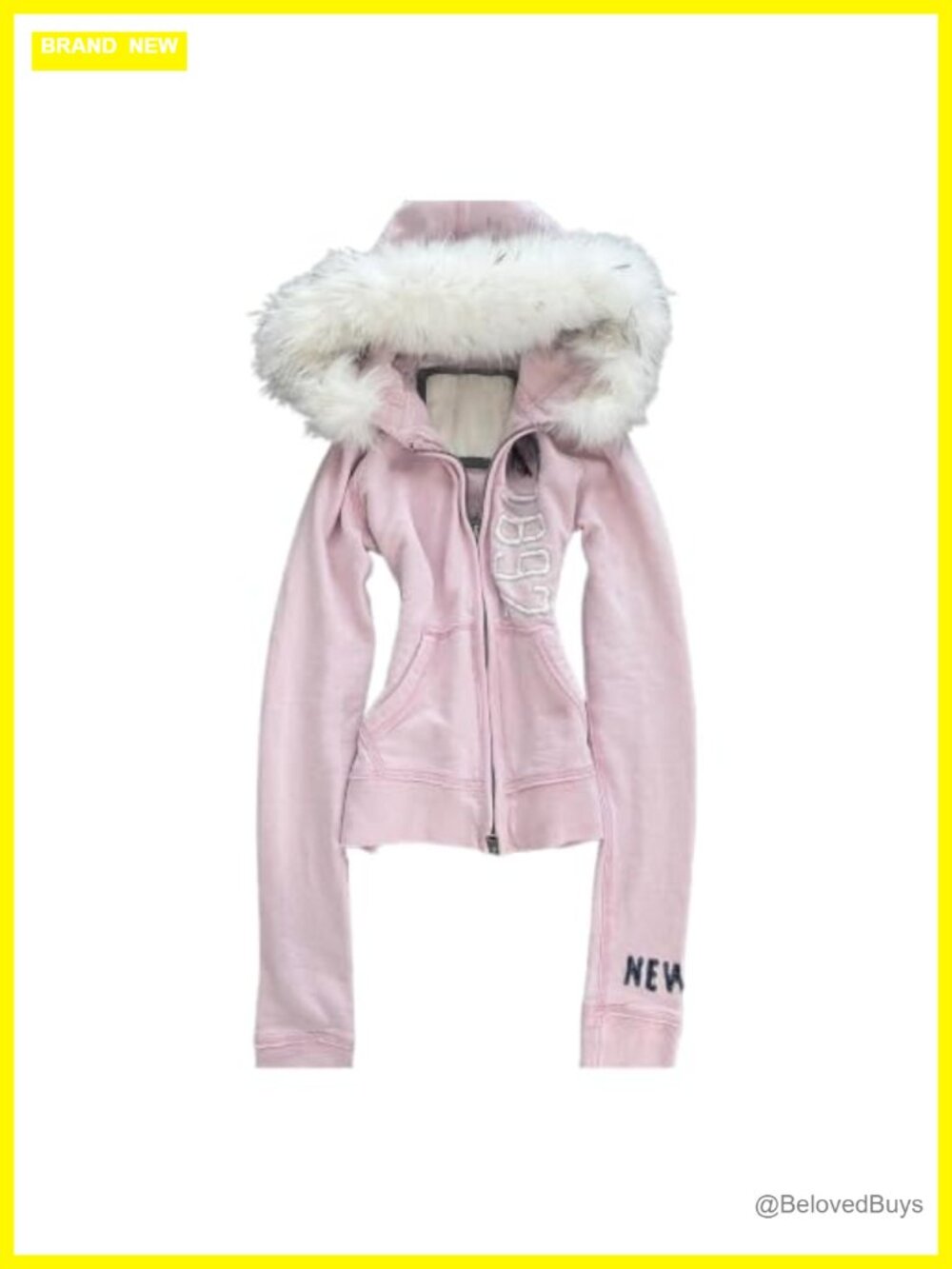 Y2K Fur Zip Up Hoodie Women Teen Girls Grunge Preppy Streetwear